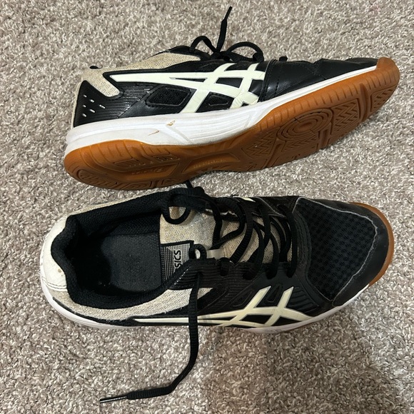 ASICS Black and Cream Sports Sneakers. - Picture 1 of 7